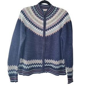 Vintage Fiorlini International Fair Isle Knit Sweater Full Zip Size XL